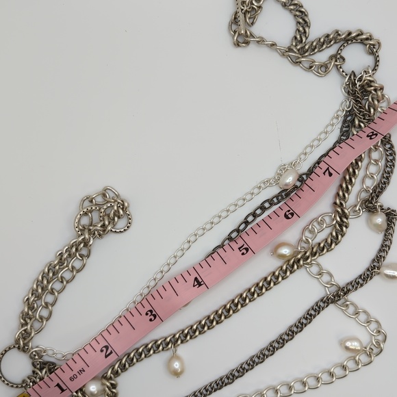 Stella and Dot 5 strand Silvertone and pearl necklace 18" - Picture 4 of 4